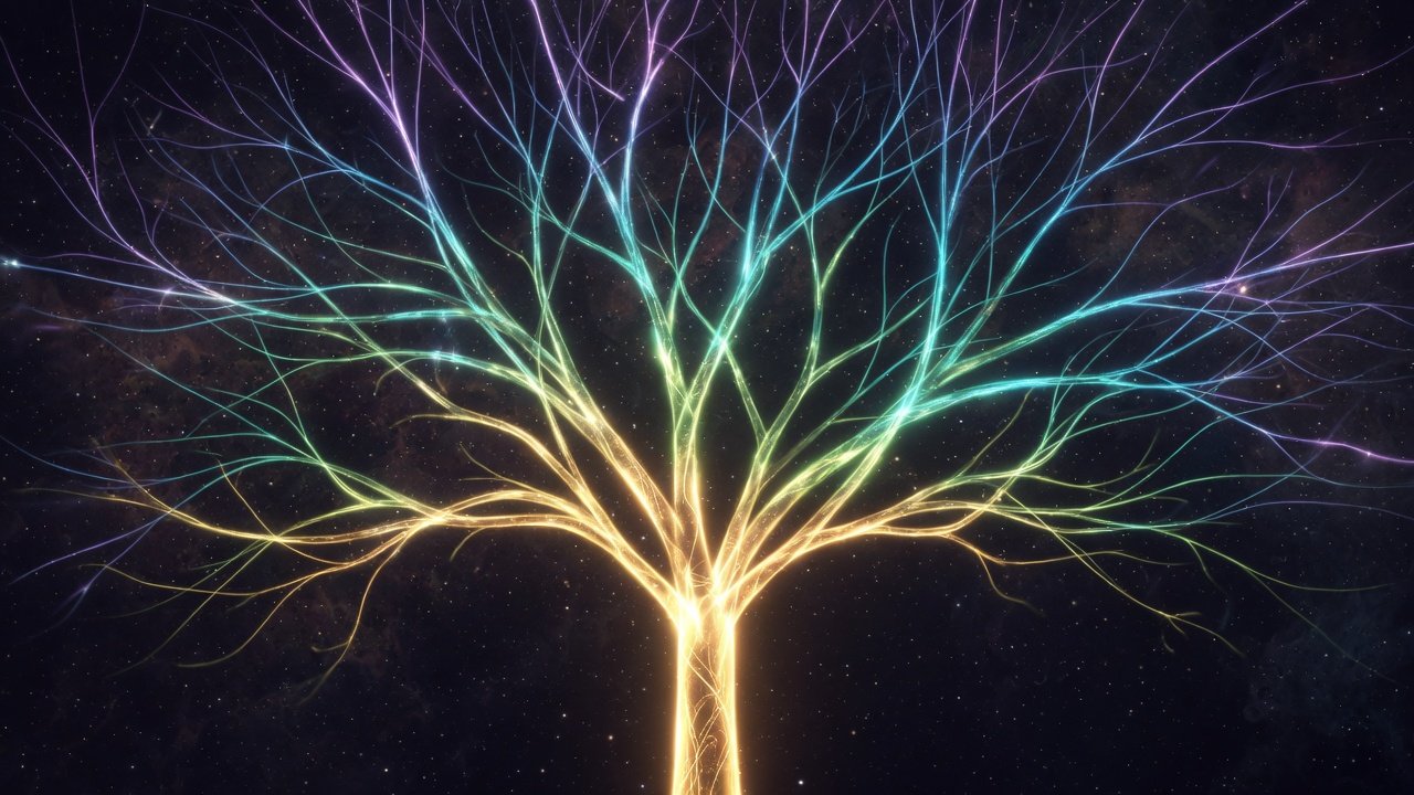 A tree of branching luminous paths
